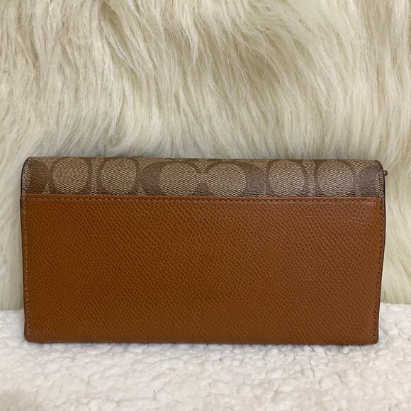 COACH Khaki/Acorn Coated Canvas Trifold Signature Wallet w/Lanyard F53763 - Picture 2 of 16